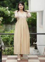 Georgette Cream Casual Wear Hand Work Readymade Gown